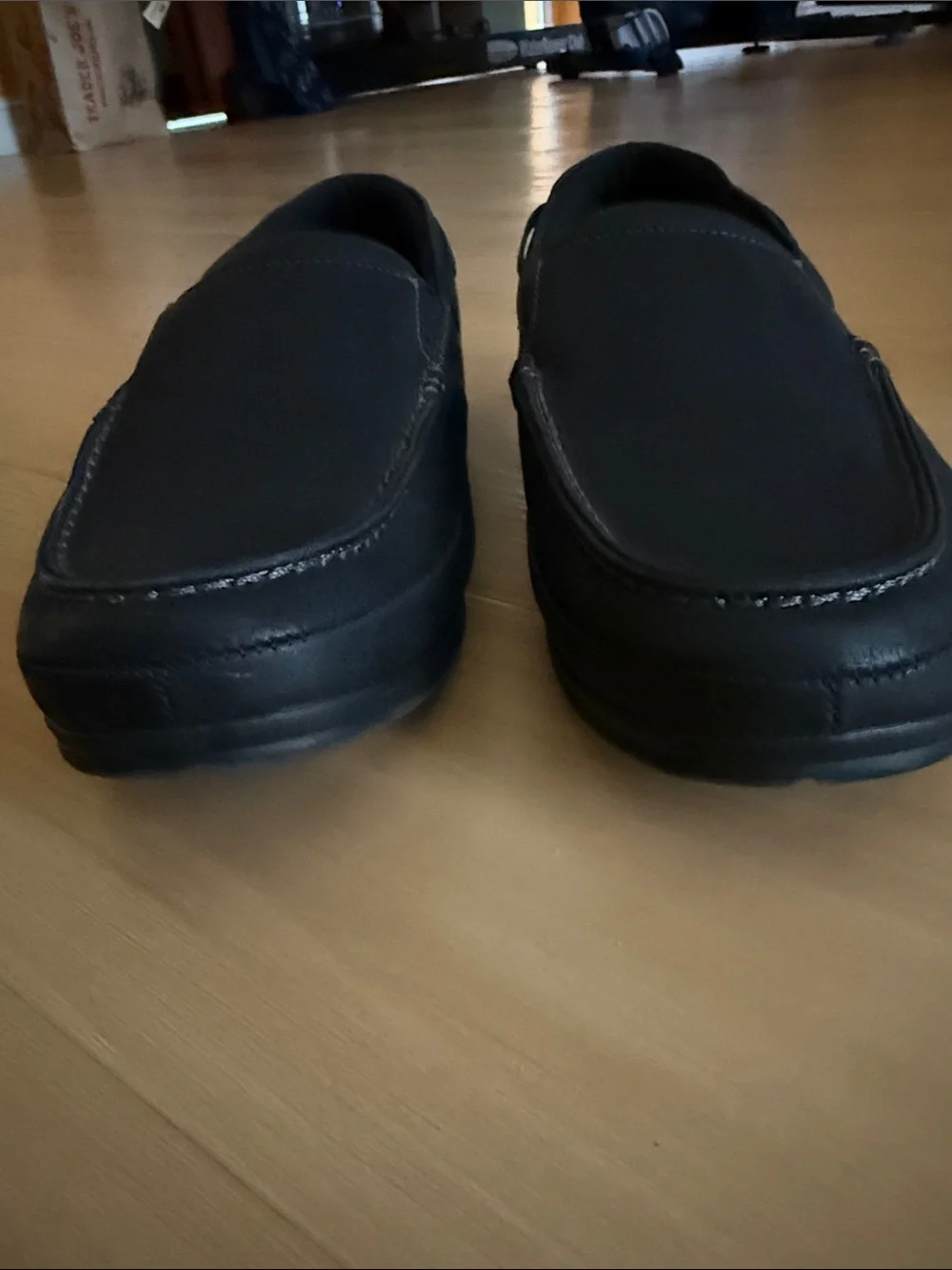 NIN BUSH MENS SANTO MOCCASIN TOE SLIP ON CASUAL LIGHTWEIGHT BLACK SHOE SIZE 9.5